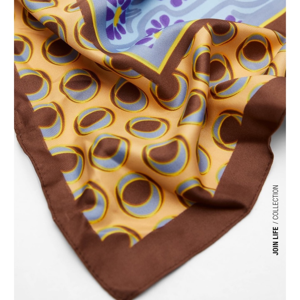 ✨SALE ✨ZARA SATIN EFFECT PRINTED HANDKERCHIEF ✨SALE ✨ - Picture 4 of 6